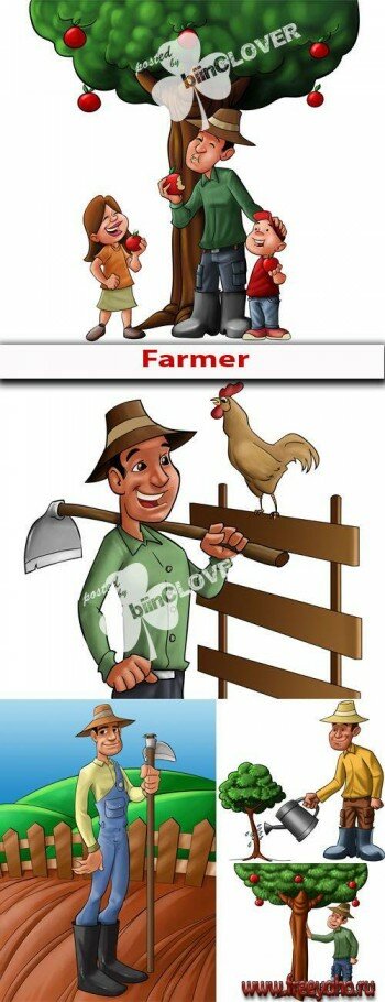 Веселый фермер - мультяшные иллюстрации