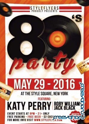 80s Party PSD Flyer Template