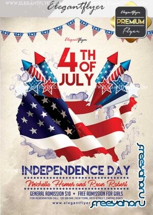 4th of July 2017 V24 Flyer PSD Template + Facebook Cover