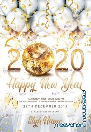 2020 Happy New Year V2912 2019 PSD Flyer Template